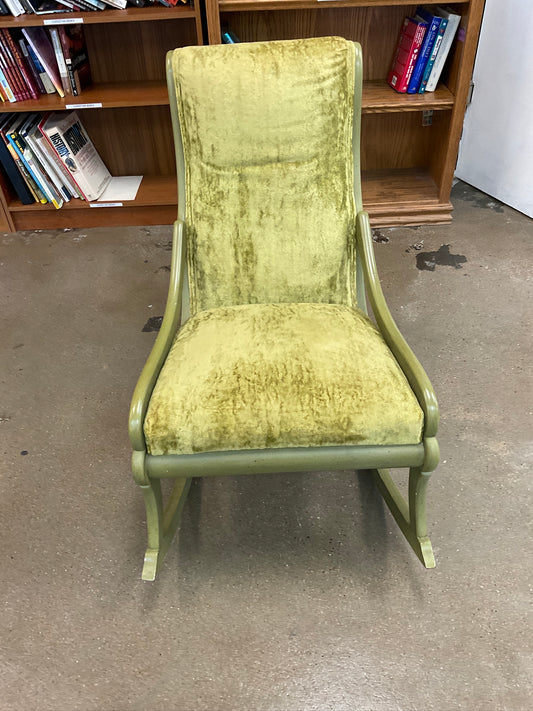 Vintage Avocado Green Velvet  Rocking Chair **AT OUR 1ST STREET LOCATION**