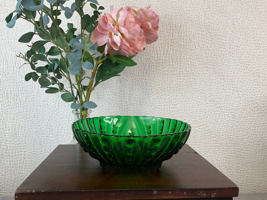 Depression Glass, Emerald Green Footed Candy Bowl