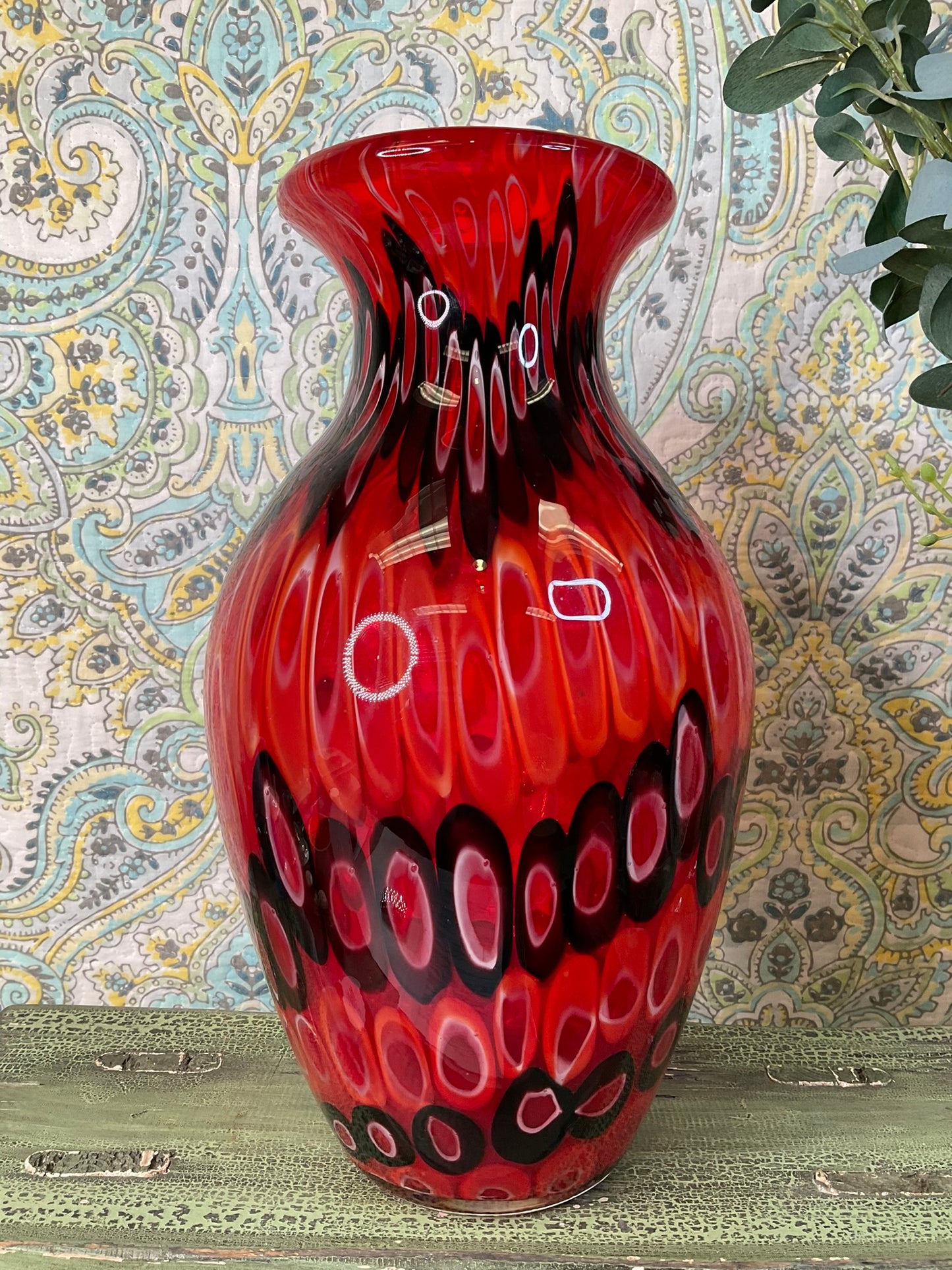 Murano Style Handblown Mulitcolored Vase, Art Glass