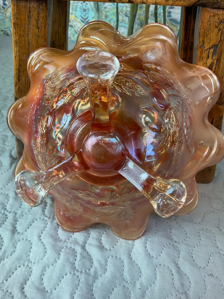 Vintage Carnival Glass Footed Bowl