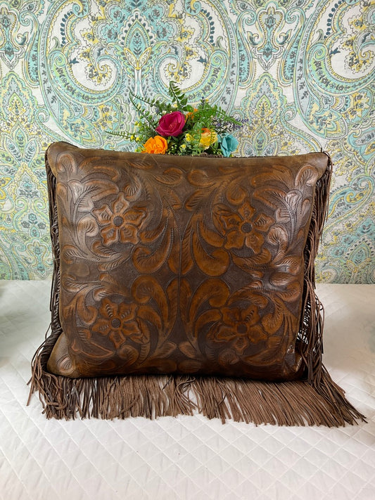 Embossed Leather Pillow
