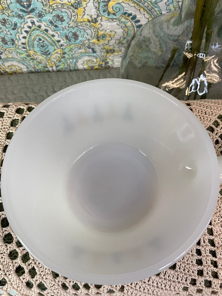 Fire King Milk Glass Handled Bowls, Candle Glow Pattern - Set of 2