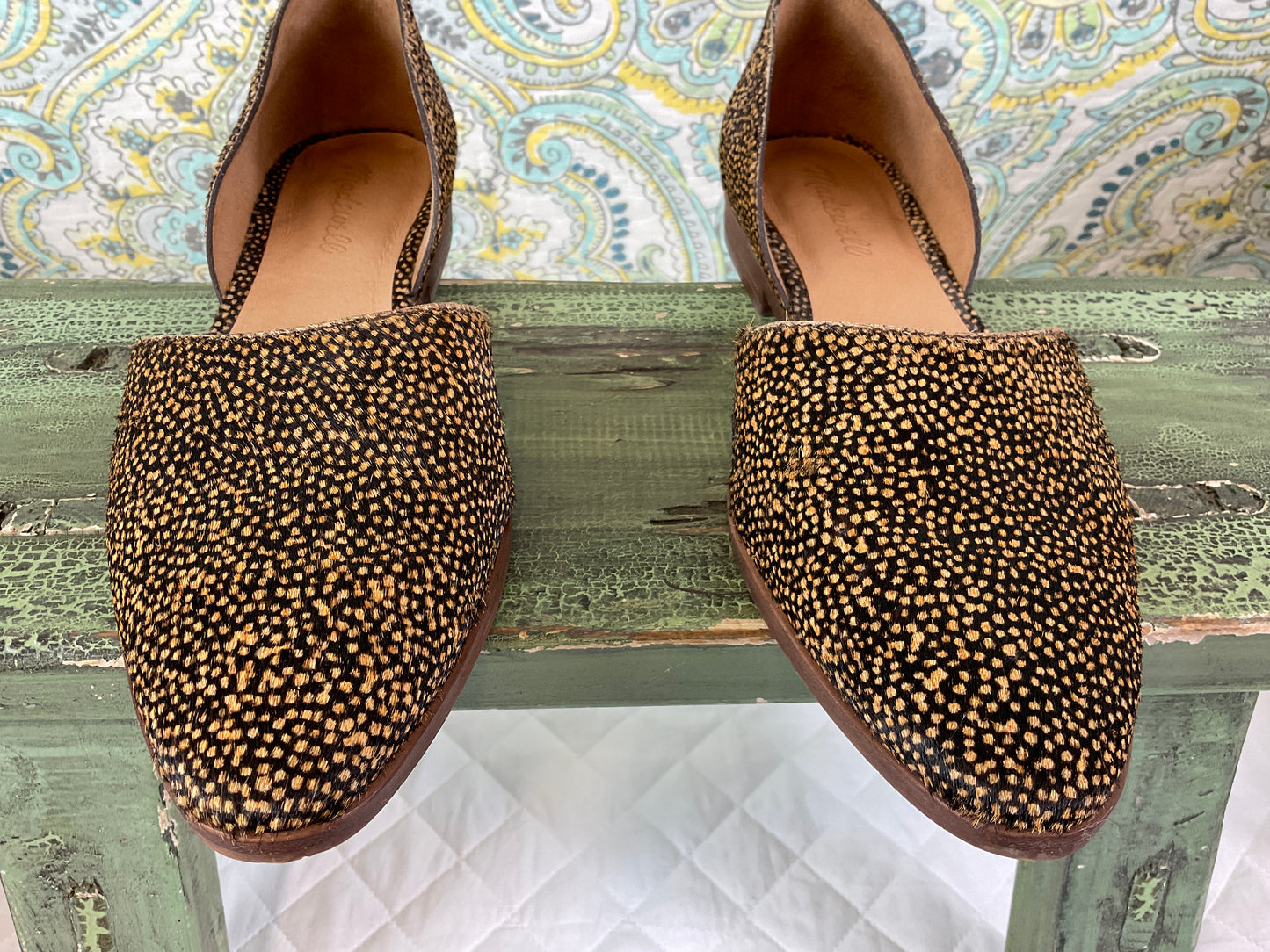 Madewell Marisa d'Orsay Flat in Spotted Calf Hair, Size 8.5