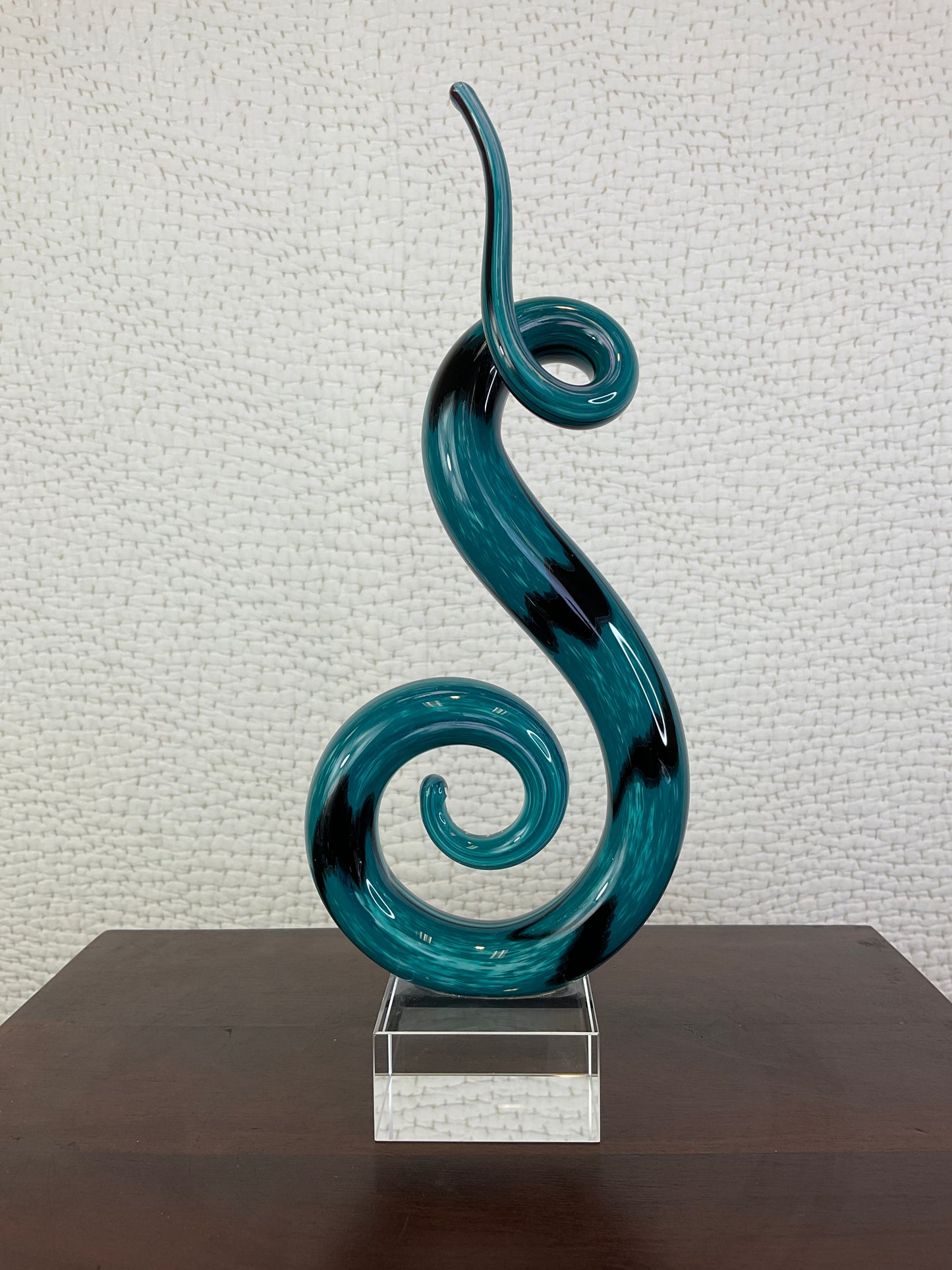 Art Glass Sculpture, Turquoise & Black