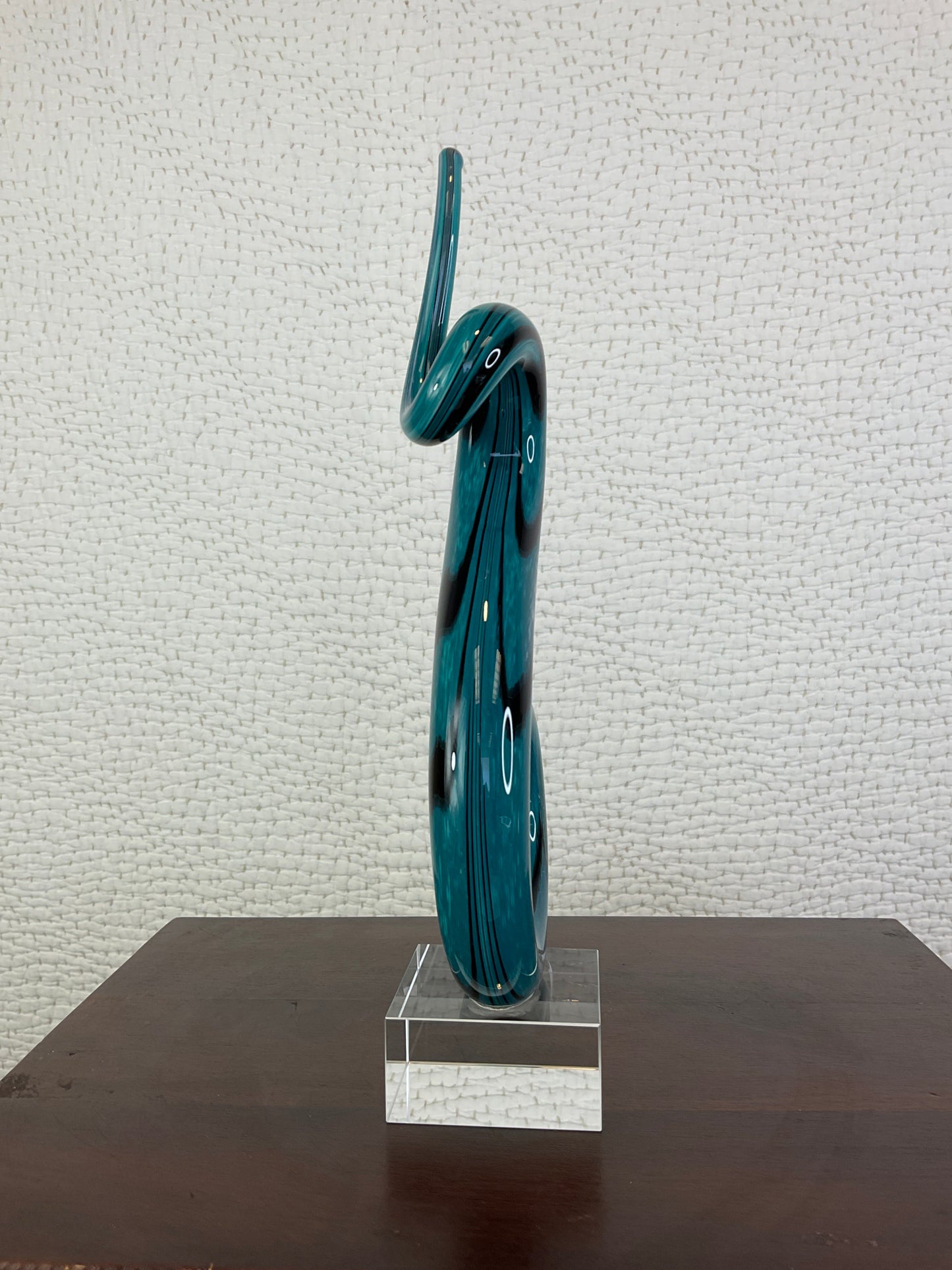 Art Glass Sculpture, Turquoise & Black