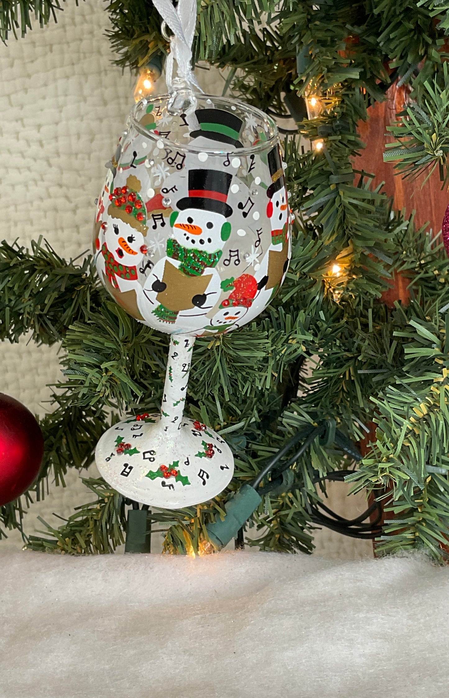 Lolita Mini Wine Glass "Singing in the Snow" Glass Ornament