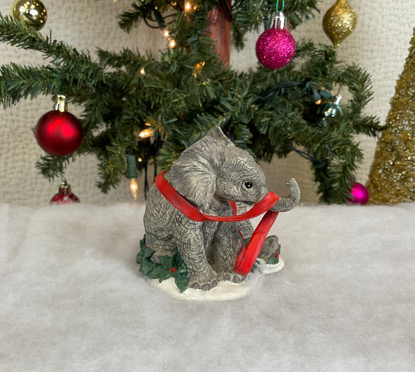 Silver Deer Christmas Animals Collection, Elephant & Baby Elephant Figurines