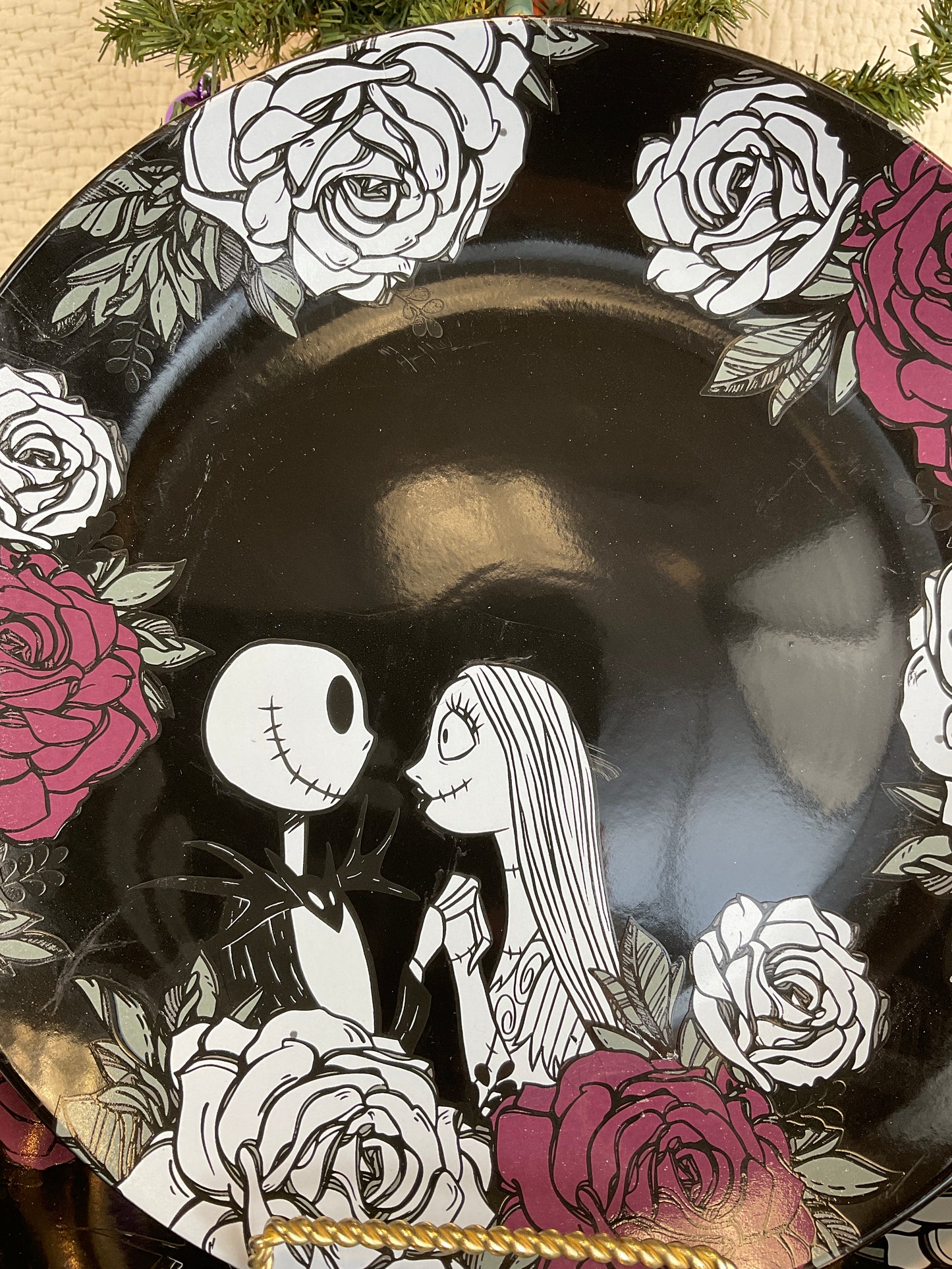 Disney's Nightmare Before Christmas 10.5" Porcelain Plate Set, Black Rose
