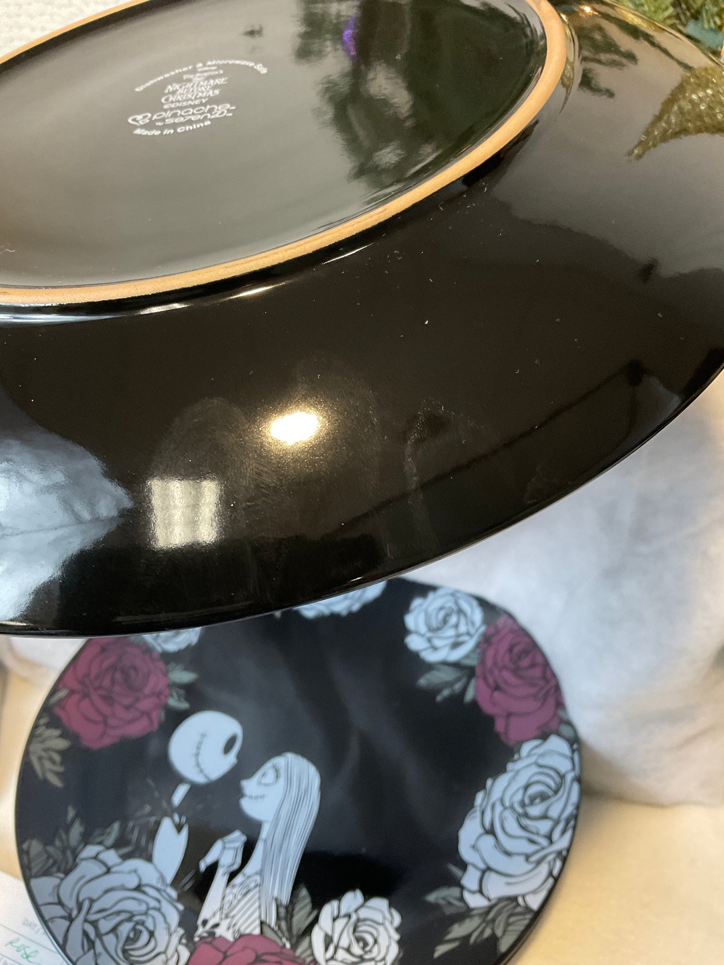 Disney's Nightmare Before Christmas 10.5" Porcelain Plate Set, Black Rose