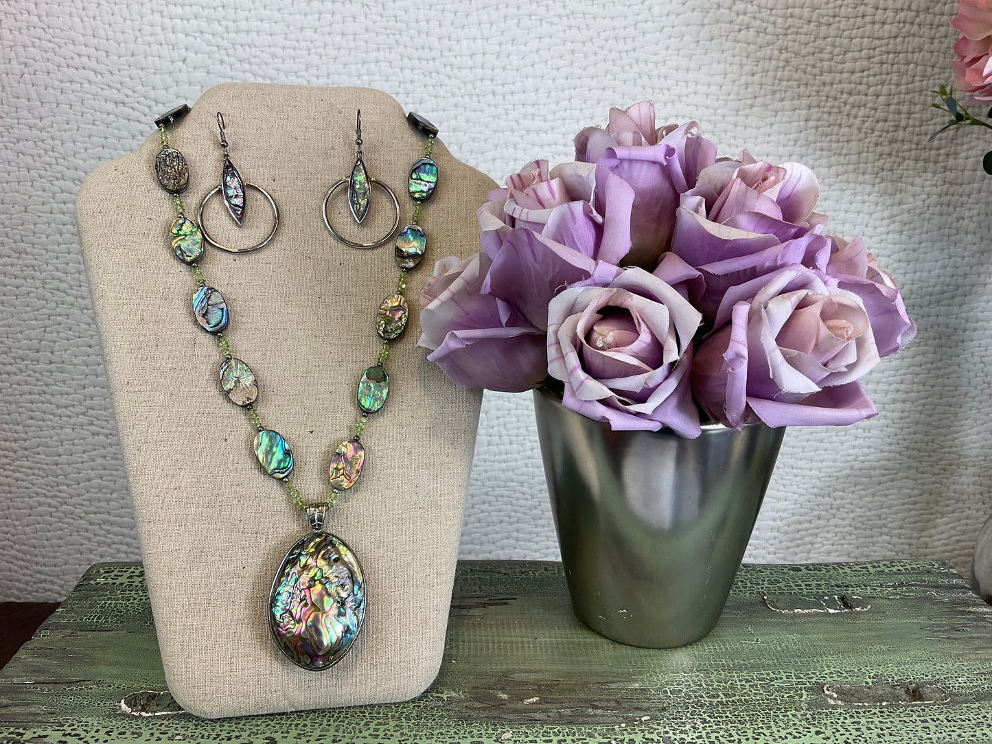 Abalone Shell Necklace & Earrings