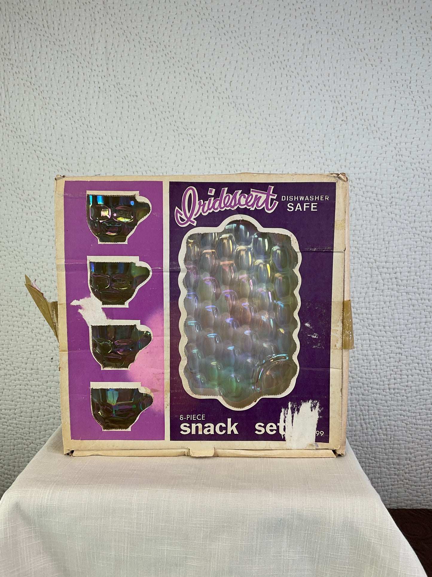 Vintage Iridescent Snack Set, 8 pc