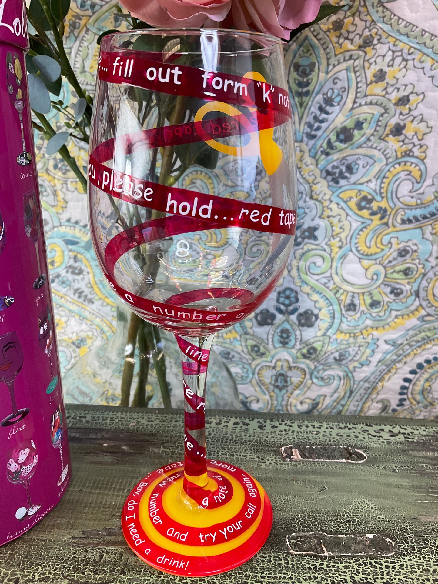 Lolita "Red Tape" Wine Glass, 15 oz
