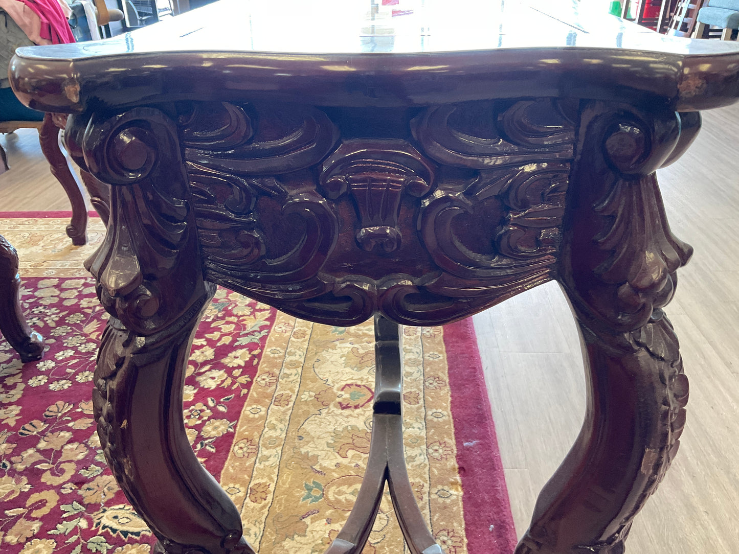 Asian Style Marble Top Wood Carved Living Area Tables, Sold Separately