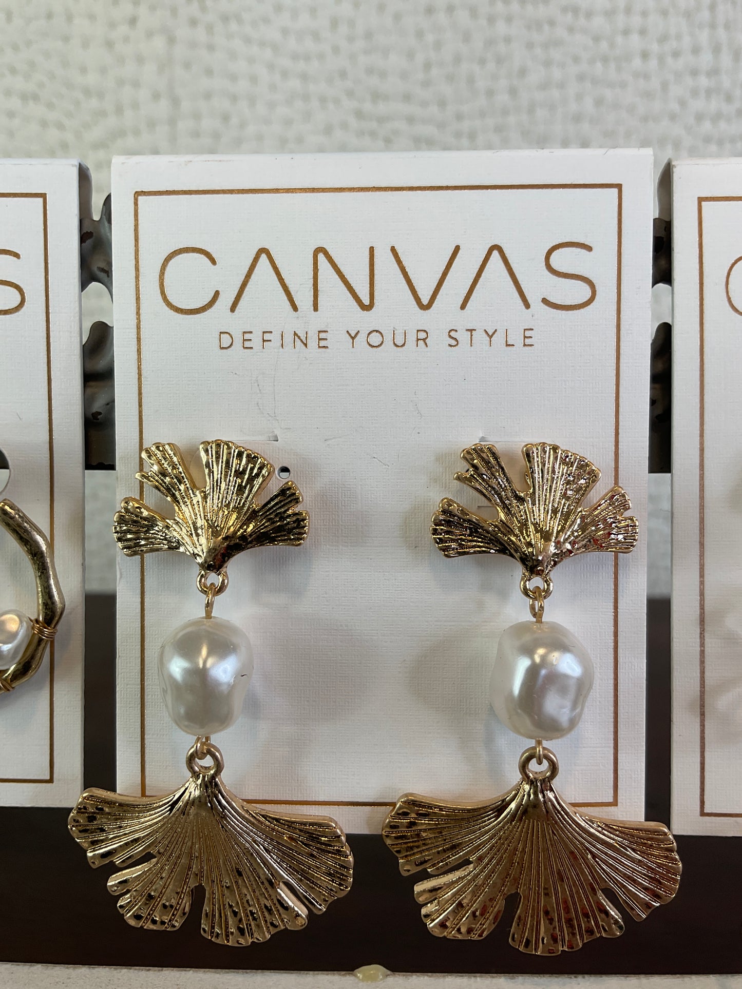 Canvas Style Gold Tone Earrings, Sold Separately