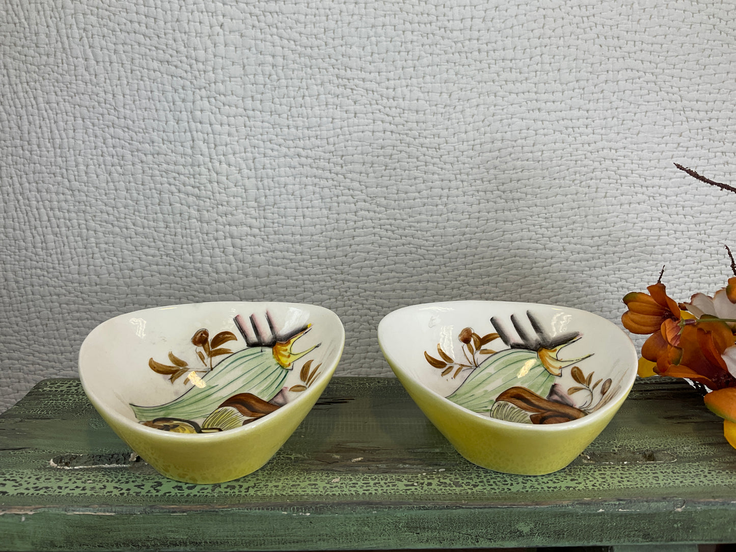 Vintage Ceramic Footed Mushroom Bowls, 3 Pc