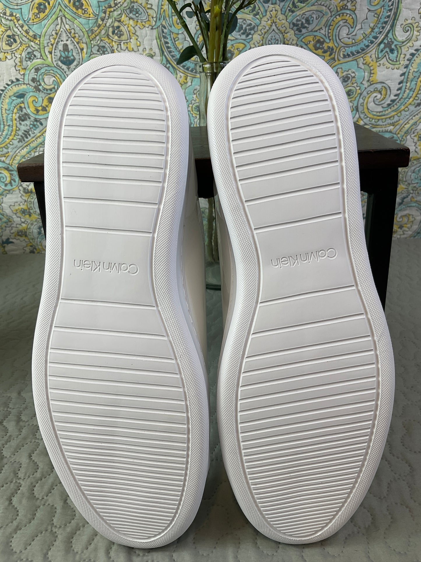 Calvin Klein Fuego White Patent Leather Sneaker, Men 12