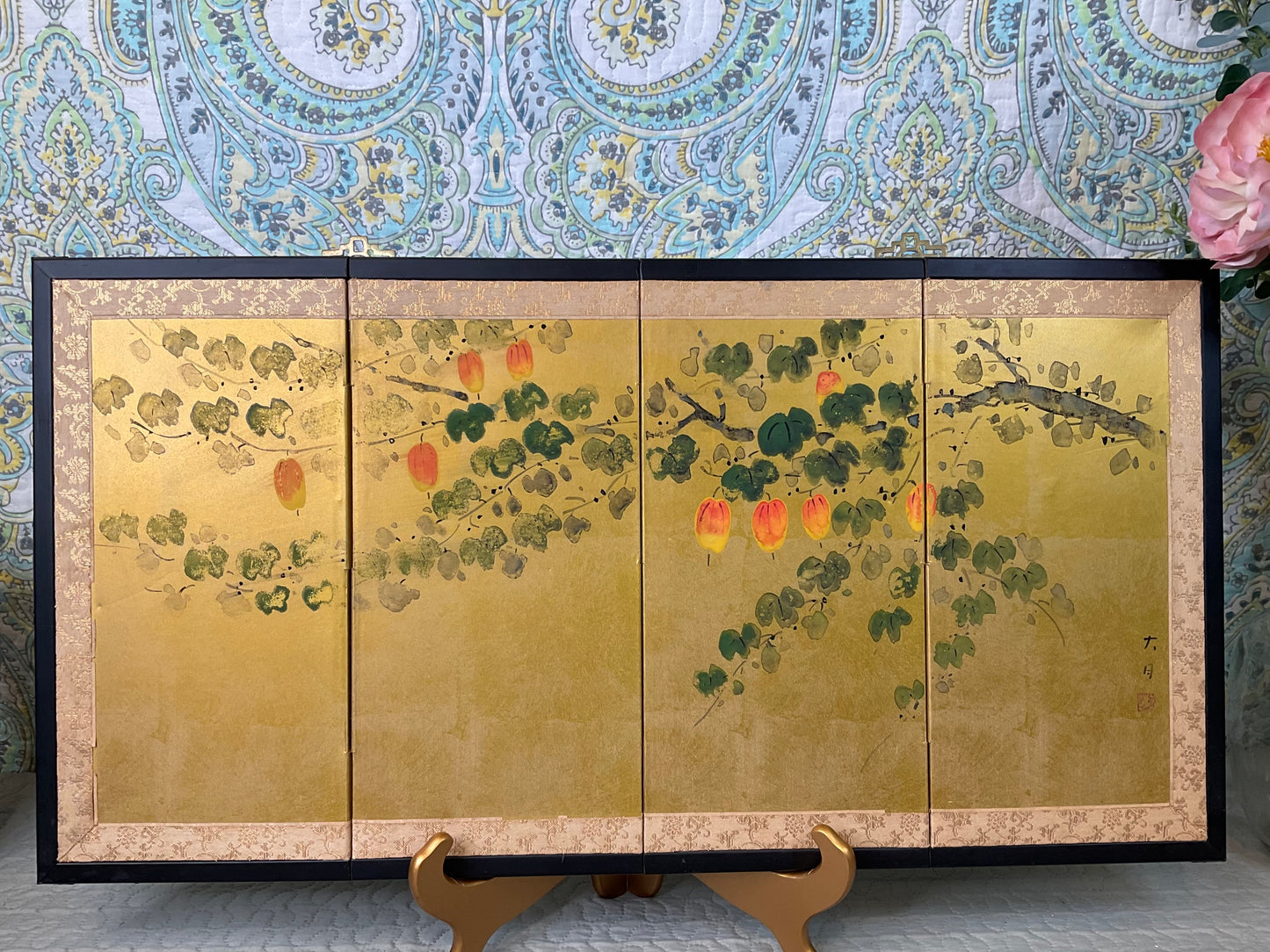 Vintage 4 Panel Asian Wall Art