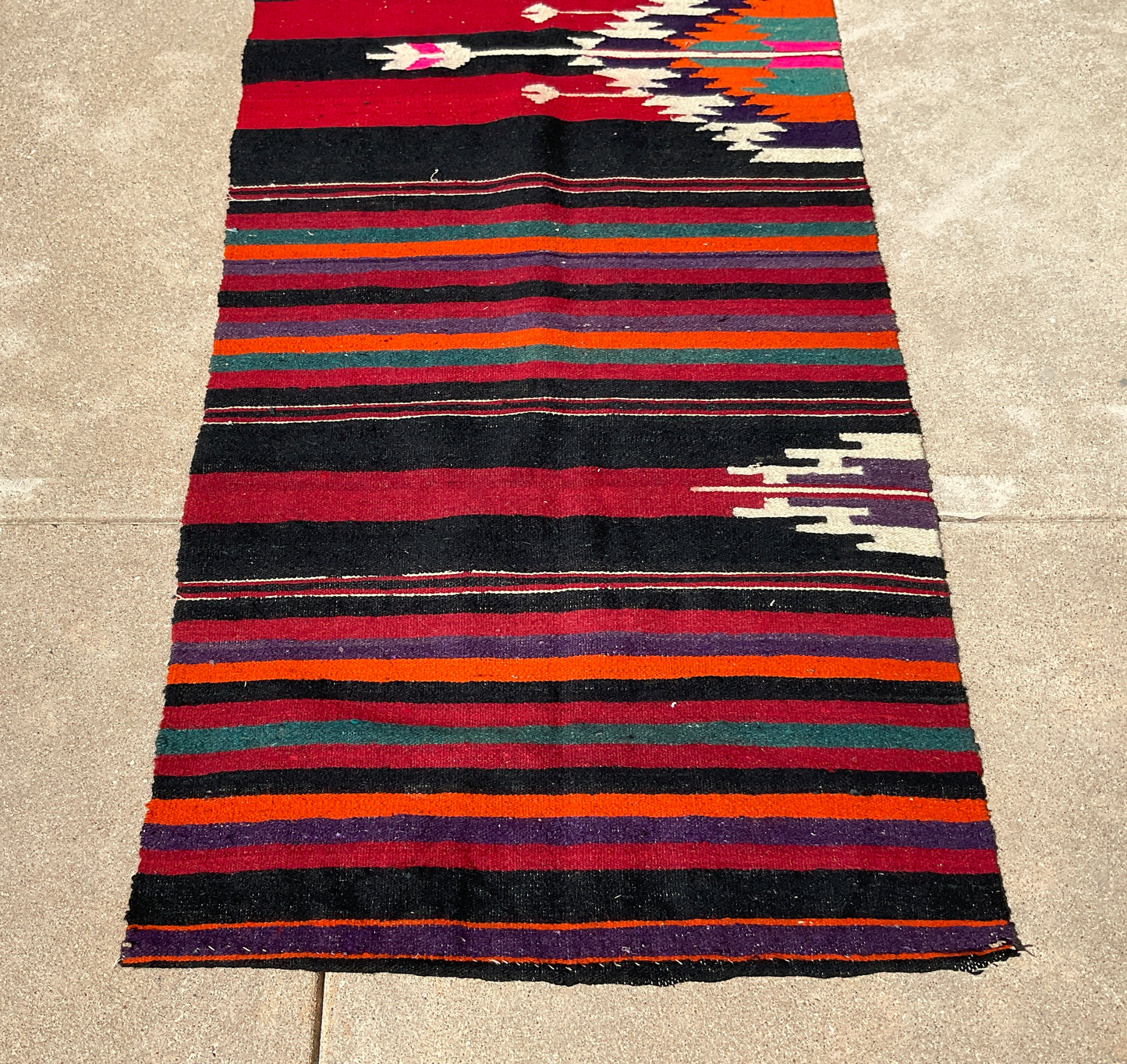 Southwestern Style Woven Floor Runner / Rug, 92"x31"